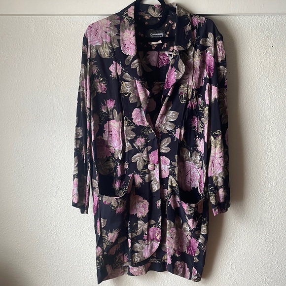 Vintage Carole Little long floral lagenlook button blazer—100% rayon - Picture 1 of 6
